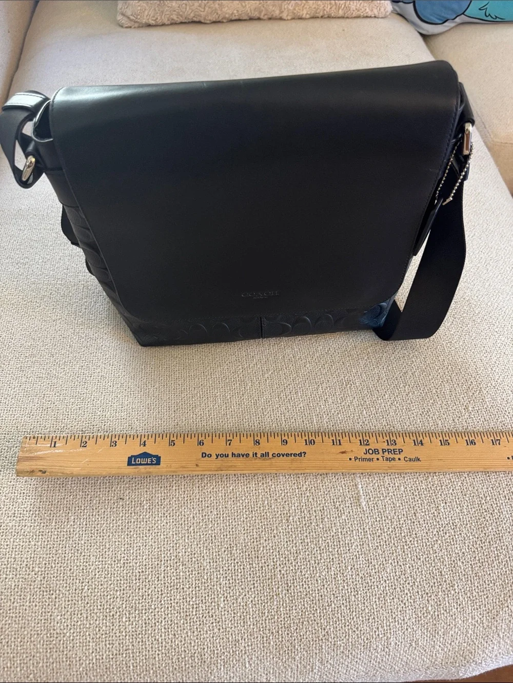 Coach - Black Signature Leather Messenger/Purse Bag